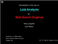Link Analysis Web Search Engines