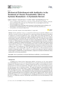 Mechanical Debridement with Antibiotics in the Treatment of Chronic Periodontitis: Eﬀect on Systemic Biomarkers—A Systematic Review