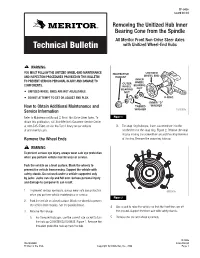 Meritor Front Non-Drive Steer Axles Technical Bulletin with Unitized Wheel-End Hubs