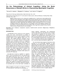 On the Paleontology of Animal Cognition: Using the Brain Dimensions of Modern Birds to Characterize Maniraptor Cognition