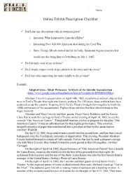 Online Exhibit Description Checklist
