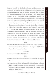 S Teinbeck: Citizen Sp Y Timeline
