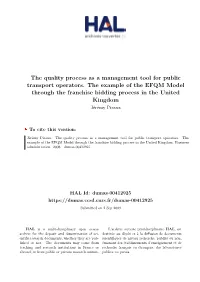 The Quality Process As a Management Tool for Public Transport Operators