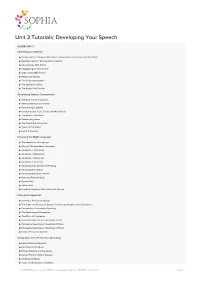 Unit 3 Tutorials: Developing Your Speech