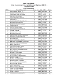 Civil Dept I Shift I Year Student List Roll No Name of Tha Candidate Gender Reg