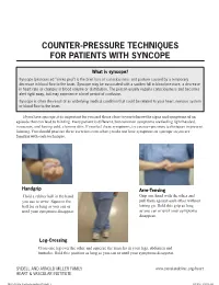 Counter-Pressure Techniques for Patients with Syncope