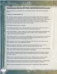 Final Monster List for MYTHIC MONSTER MANUAL Is In!