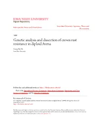 Genetic Analysis and Dissection of Crown Rust Resistance in Diploid Avena Gong-Xin Yu Iowa State University