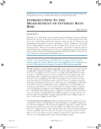 Introduction to the Measurement of Interest Rate Risk