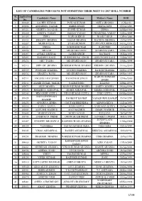 List of Candidates Who Have Not Submitted Their Neet Ug 2017 Roll Number