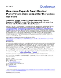 Qualcomm Expands Smart Headset Platform to Include Support for the Google Assistant
