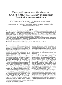 The Crystal Structure of Klyuchevskite, K3cu3(Fe,A1)O2(SO4)4, a New Mineral from Kamchatka Volcanic Sublimates