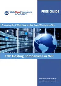 TOP Hosting Companies for WP FREE GUIDE