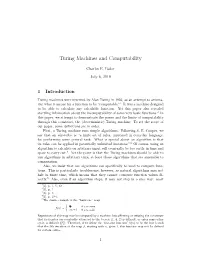 Turing Machines and Computability