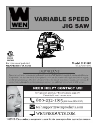 Variable Speed Jig Saw