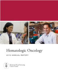 2012 Hematologic Oncology Annual Report