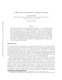 A Hierarchy of Limitations in Machine Learning