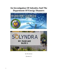 An Investigation of Solyndra and the Department of Energy Disasters