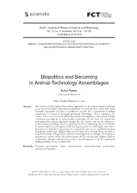 Biopolitics and Becoming in Animal-Technology Assemblages Richie Nimmo University of Manchester