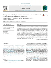 Canopy Cover As the Key Factor for Occurrence and Species Richness Of