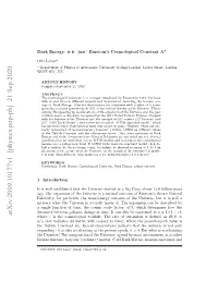 Dark Energy: Is Itjust'einstein's Cosmological Constant Lambda?