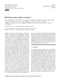 Did Adria Rotate Relative to Africa?