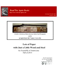 Lots of Paper with Just a Little Wood and Steel an Assembly of Americana Fall of 2014