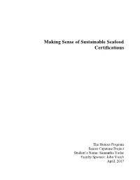 Making Sense of Sustainable Seafood Certifications