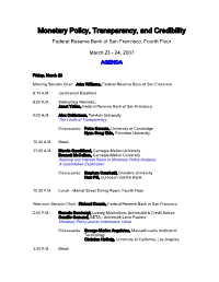Monetary Policy, Transparency, and Credibility