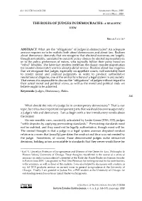 The Roles of Judges in Democracies: a Realistic View