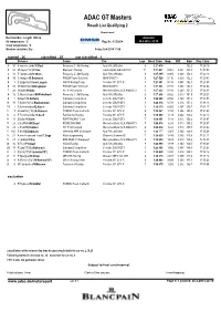 ADAC GT Masters Result List Qualifying 2