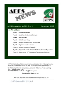 APPS Newsletter Vol 27, No. 3 December 2014 in This Edition