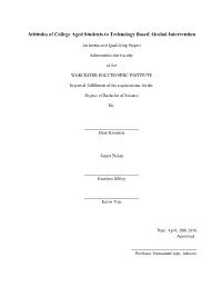 Attitudes of College Aged Students to Technology Based Alcohol Intervention