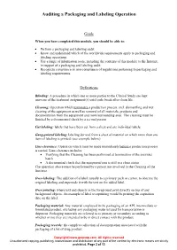 Auditing a Packaging and Labeling Operation Sample