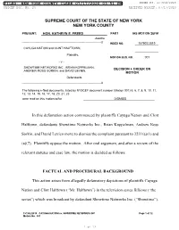 In This Defamation Action Commenced by Plaintiffs Cayuga Nation and Clint