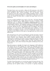 Pattern Recognition in Interdisciplinary Perception and Intelligence
