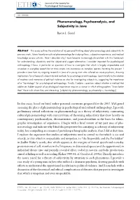 Phenomenology, Psychoanalysis, and Subjectivity in Java