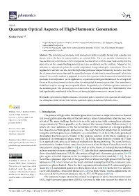 Quantum Optical Aspects of High-Harmonic Generation