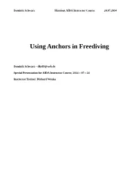 Using Anchors in Freediving