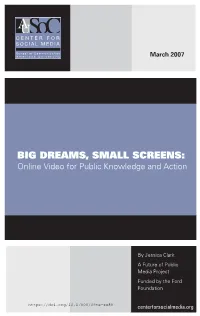 Big Dreams, Small Screens: Online Video for Public Knowledge and Action