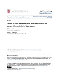 Bounds on Extra Dimensions from Micro Black Holes in the Context of the Metastable Higgs Vacuum