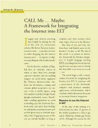 CALL Me … Maybe: a Framework for Integrating the Internet Into ELT