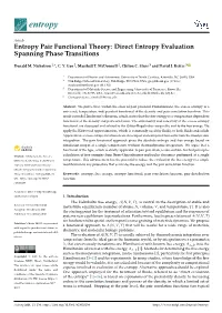 Entropy Pair Functional Theory: Direct Entropy Evaluation Spanning Phase Transitions