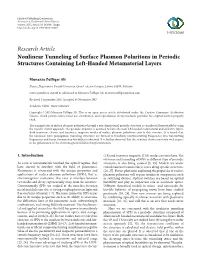 Nonlinear Tunneling of Surface Plasmon Polaritons in Periodic Structures Containing Left-Handed Metamaterial Layers