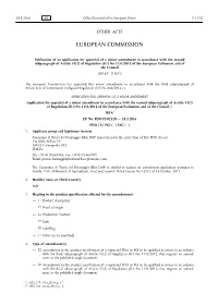 Publication of an Application for Approval of a Minor Amendment in Accordance with the Second Subparagraph of Article 53(2)