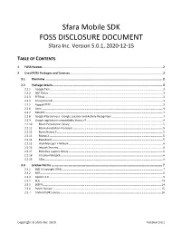 Sfara Mobile SDK FOSS DISCLOSURE DOCUMENT Sfara Inc