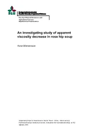 An Investigating Study of Apparent Viscosity Decrease in Rose Hip Soup