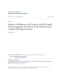 Analysis of Melamine and Cyanuric Acid by Liquid Chromatography with Diode Array Detection and Tandem Mass Spectrometry Byungchul Kim