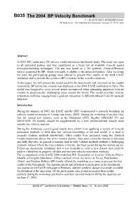 B035 the 2004 BP Velocity Benchmark F