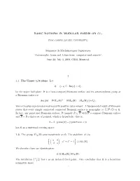 BASIC NOTIONS in MODULAR FORMS on GL Séminaire De